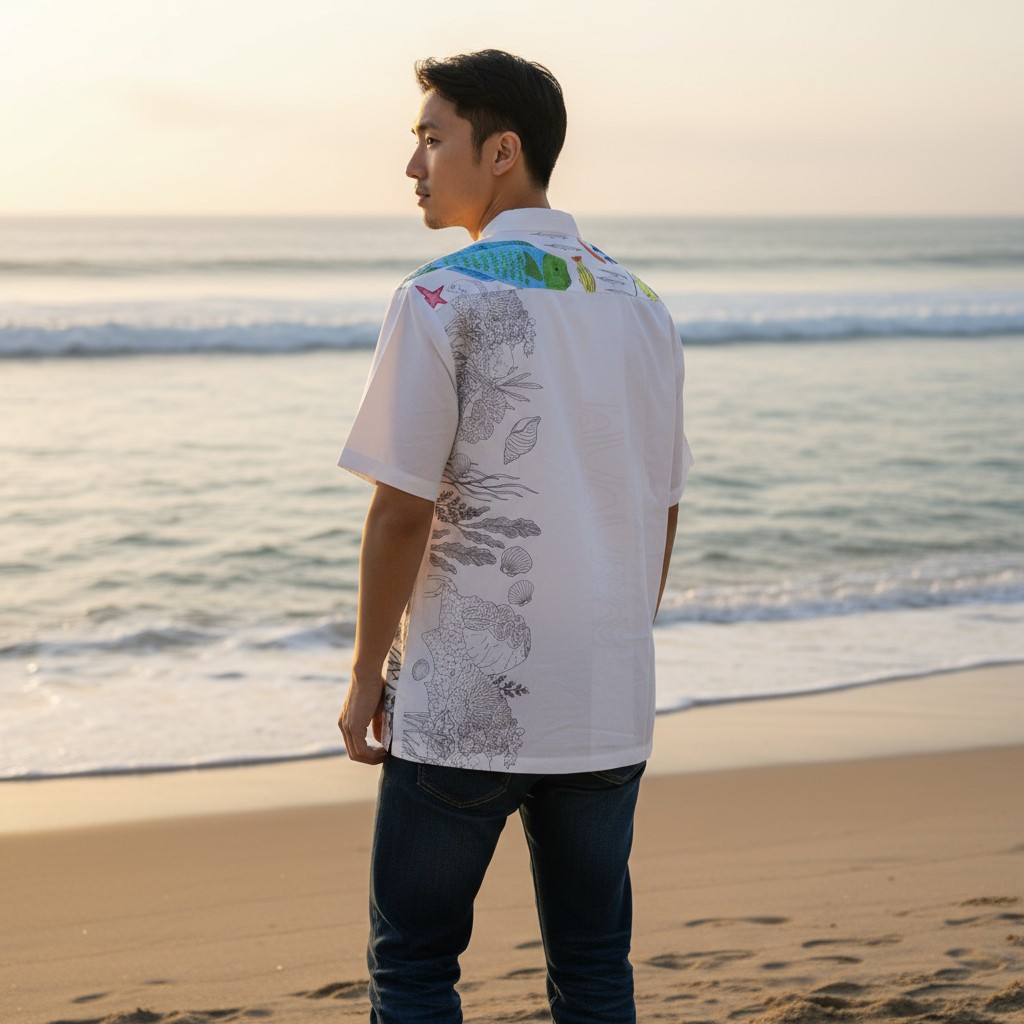 塗りゆしは「色でつなぐ、家族の幸せ」をテーマに作られた色塗りができるかりゆしウェアです。