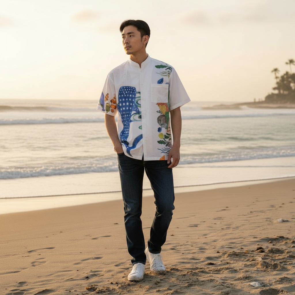 塗りゆしは「色でつなぐ、家族の幸せ」をテーマに作られた色塗りができるかりゆしウェアです。