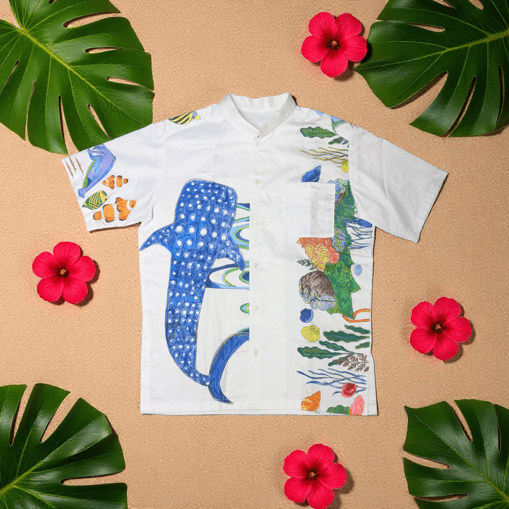 塗りゆしは「色でつなぐ、家族の幸せ」をテーマに作られた色塗りができるかりゆしウェアです。